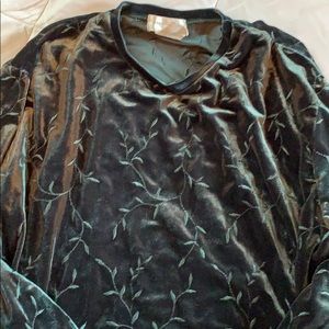 Jones NY XL Green Velour Top and Southwest Poncho